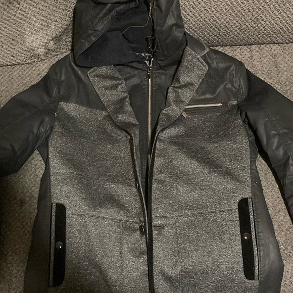 Leather old school style coat with hoodie - Picture 1 of 2